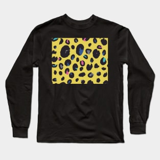 Rainbow Leopard on Yellow Long Sleeve T-Shirt